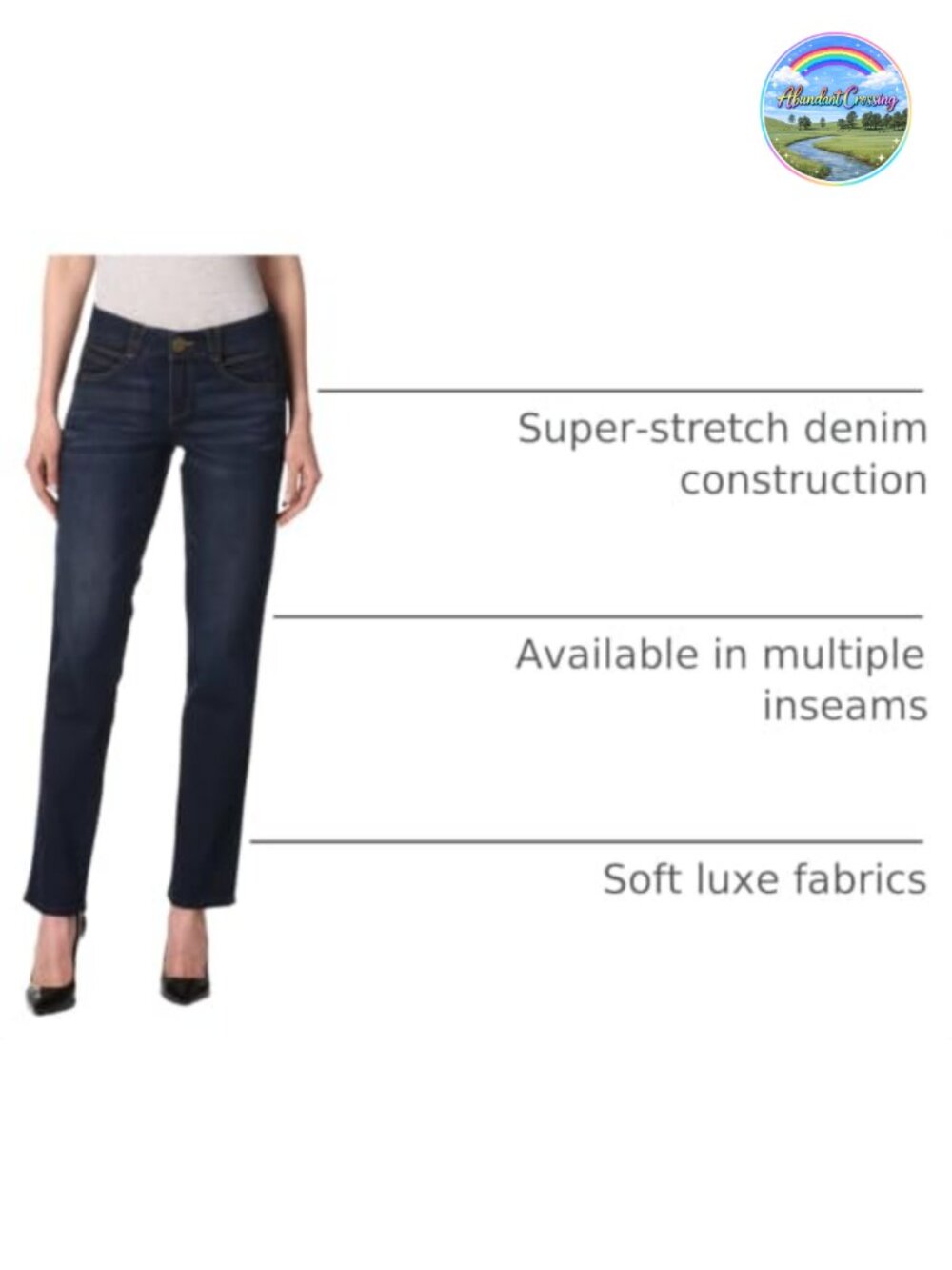 Straight Leg Jeans Super Stretch Mid Rise Casual Work Denim - Picture 3 of 3